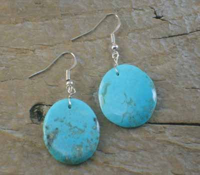 Native American Turquoise Slab Earrings,American Indian Jewelry,Navajo ...