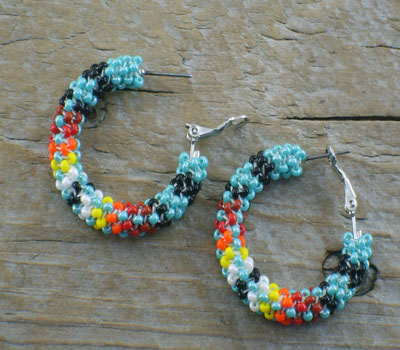 Native American beaded earrings,American Indian beaded hoop earrings ...