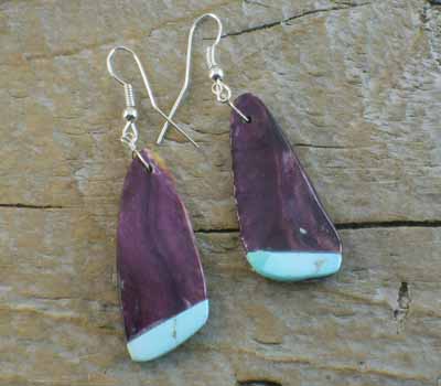 Native American Indian turquoise slab earrings, American Indian slab ...